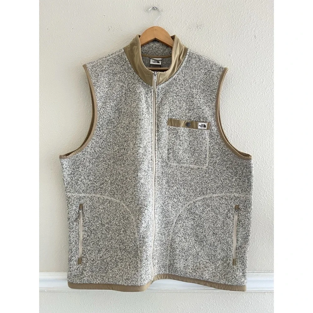 The North Face Gordon Lyons Vest Khaki Heather Full Zip Men's XXL Outdoor Gorp